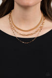 Paparazzi - Galvanized Grit - Gold Necklace