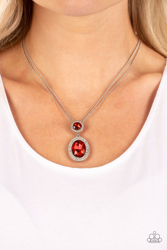 Paparazzi - Castle Diamonds - Red Necklace