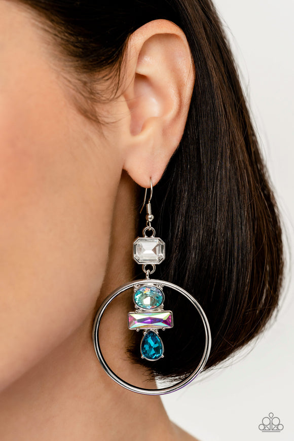 Paparazzi - Geometric Glam - Blue Earrings