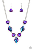 Paparazzi - Glittering Geometrics - Purple Iridescent Necklace