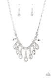 Paparazzi - REIGNING Romance - White Rhinestone Necklace