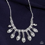 Paparazzi - REIGNING Romance - White Rhinestone Necklace