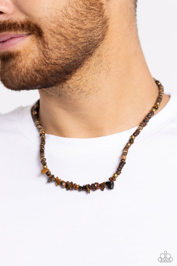 Paparazzi - Wild Woodcutter - Brass Wooden Beaded Necklace