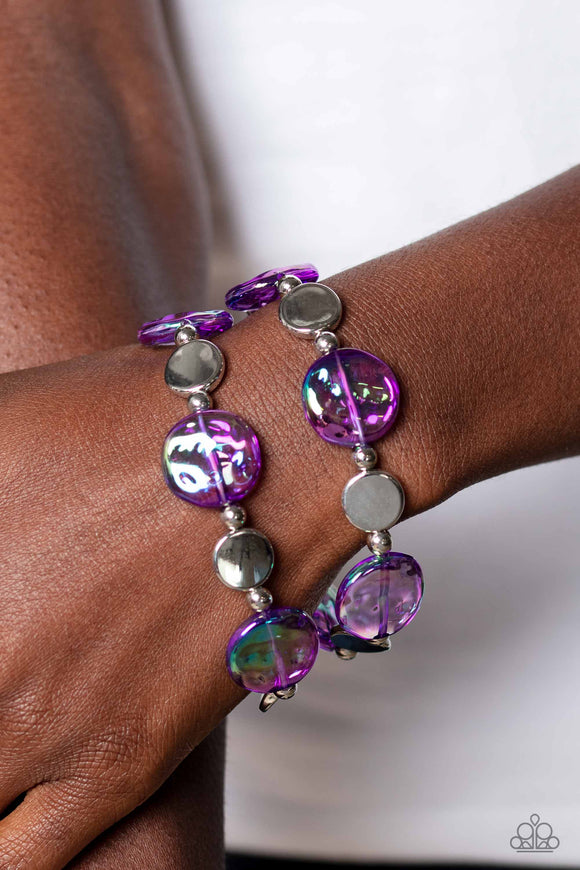 Paparazzi - Discus Throw - Purple Stretch Bracelet