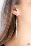 Paparazzi Accessories - Award Show Attitude - White Drop Earrings - Travona's Dazzling Jewels