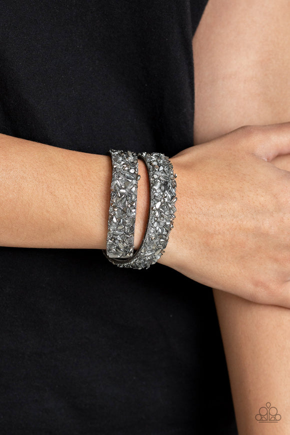 Paparazzi Accessories - CRUSH To Conclusions - Silver Bracelet - Travona's Dazzling Jewels