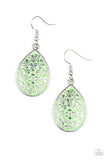 Paparazzi Accessories - Flirty Flower Girl - Green Earrings - Travona's Dazzling Jewels