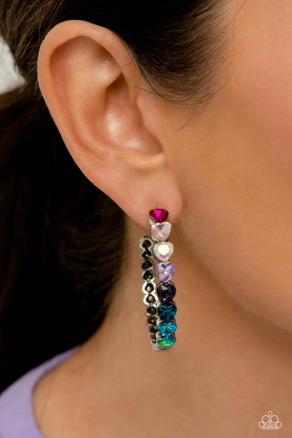 Paparazzi - Hypnotic Heart Attack - Multicolored Hoop Earrings