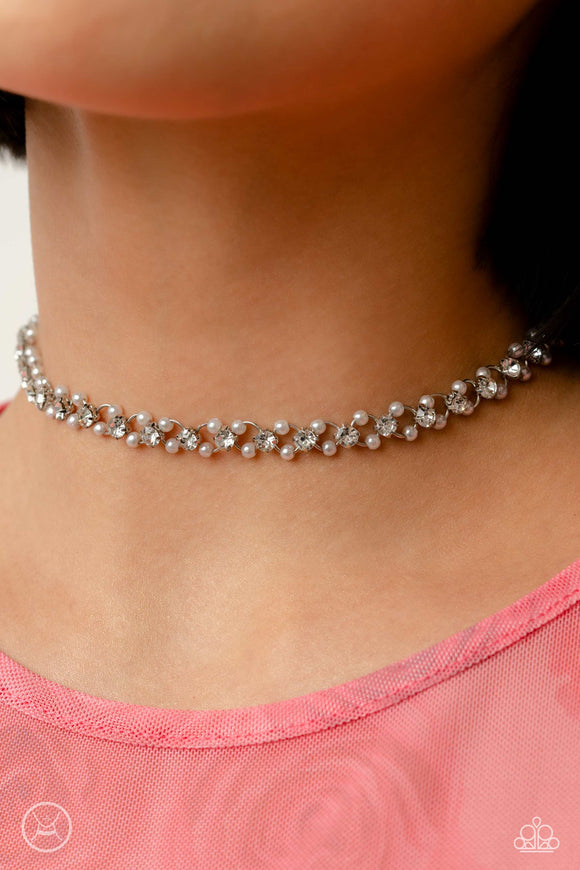 Paparazzi - Classy Couture - White Choker Necklace