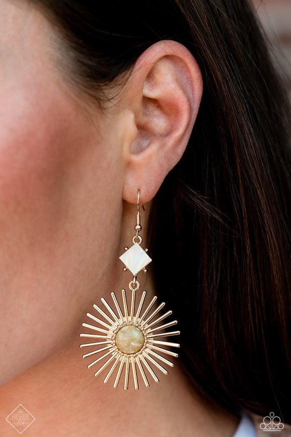 Paparazzi - Seize the Sunburst - Gold Earrings