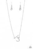 Paparazzi - INITIALLY Yours - J - White Necklace