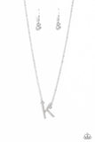 Paparazzi - INITIALLY Yours - K - White Necklace