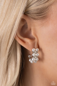 Paparazzi - White Collar Wardrobe - White Pearl Hoops