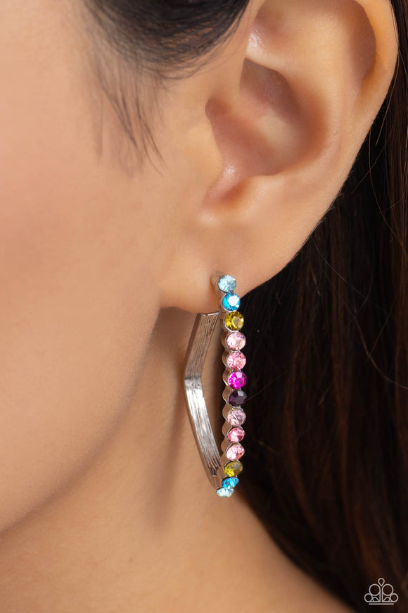 Paparazzi - Triangular Tapestry - Multicolored Hoop Earrings