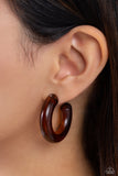 Paparazzi  - Glassy GAZE - Brown Hoop Earrings