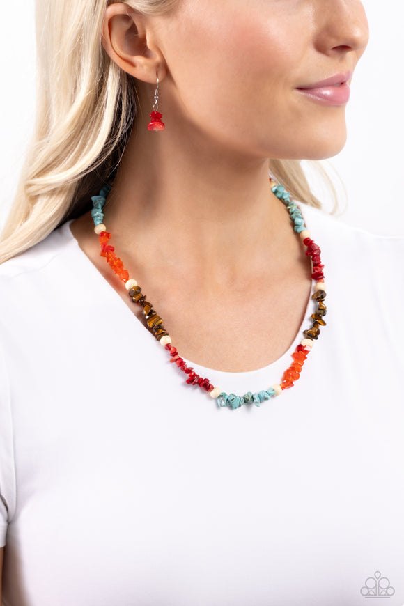 Paparazzi Stones - Soothing Stones - Red Necklace