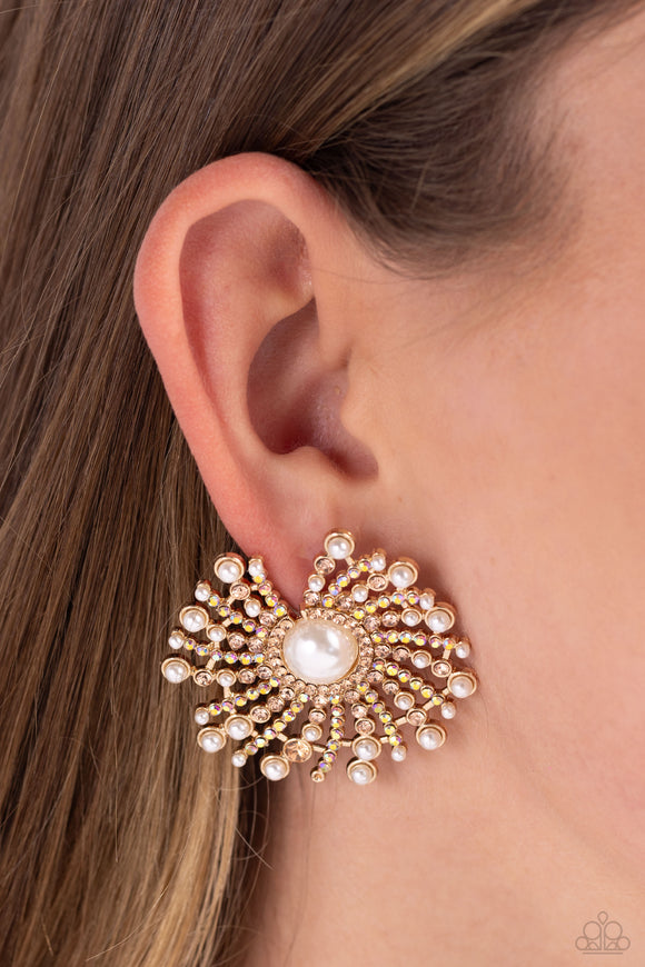 Paparazzi - Fancy Fireworks - Gold Earrings