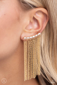 Paparazzi - Feuding Fringe - Gold Crawler Earrings