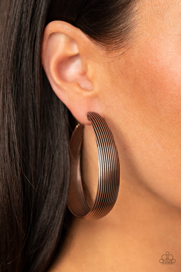 Paparazzi Accessories - Desert Wanderings - Copper Hoop Earrings - Travona's Dazzling Jewels