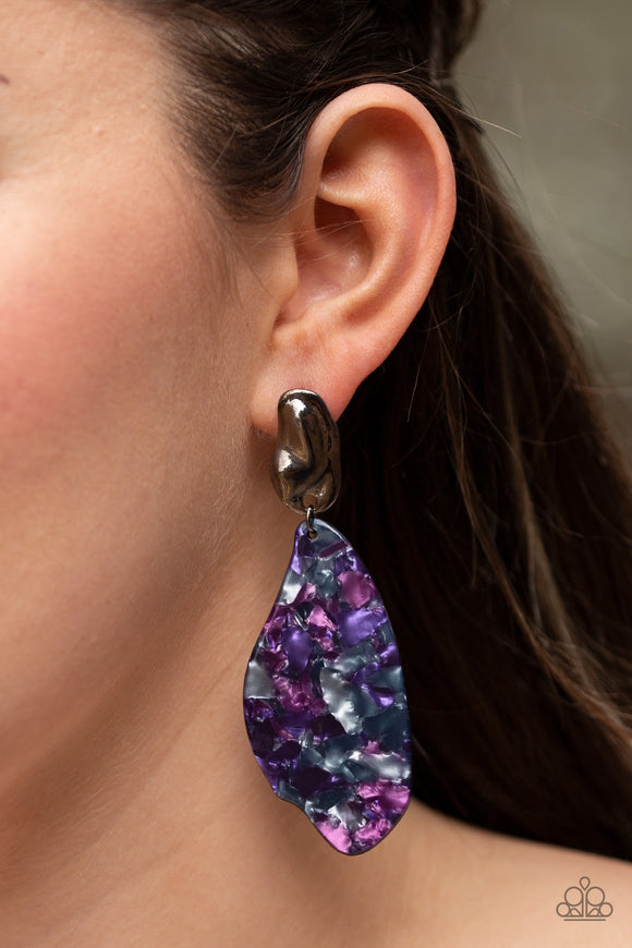 Paparazzi Fish Out Of Water - Purple Earrings