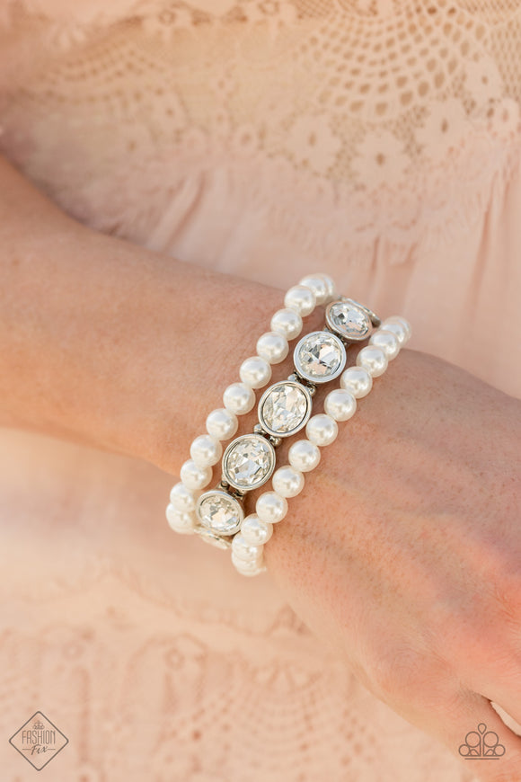Paparazzi Accessories - Flawlessly Flattering - White Stretch Bracelet