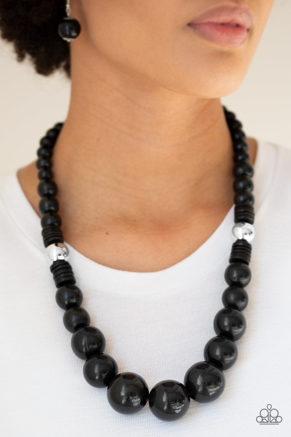 Paparazzi Panama Panorama Black Wooden Necklace Travona s