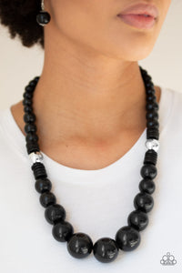 Paparazzi Accessories - Panama Panorama - Black Wooden Necklace - Travona's Dazzling Jewels