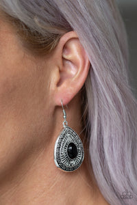 Paparazzi Accessories - Tropical Topography - Black Earrings - Travona's Dazzling Jewels