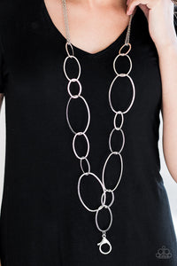 Paparazzi Accessories - City Circuit - Silver Lanyard Necklace - Travona's Dazzling Jewels