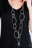 Paparazzi Accessories - City Circuit - Silver Lanyard Necklace - Travona's Dazzling Jewels