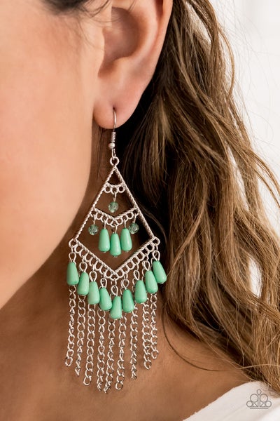 Paparazzi - Trending Transcendence - Green Earrings