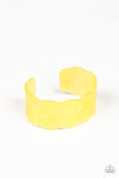 Paparazzi - Retro Ruffle - Yellow Acrylic Cuff Bracelet